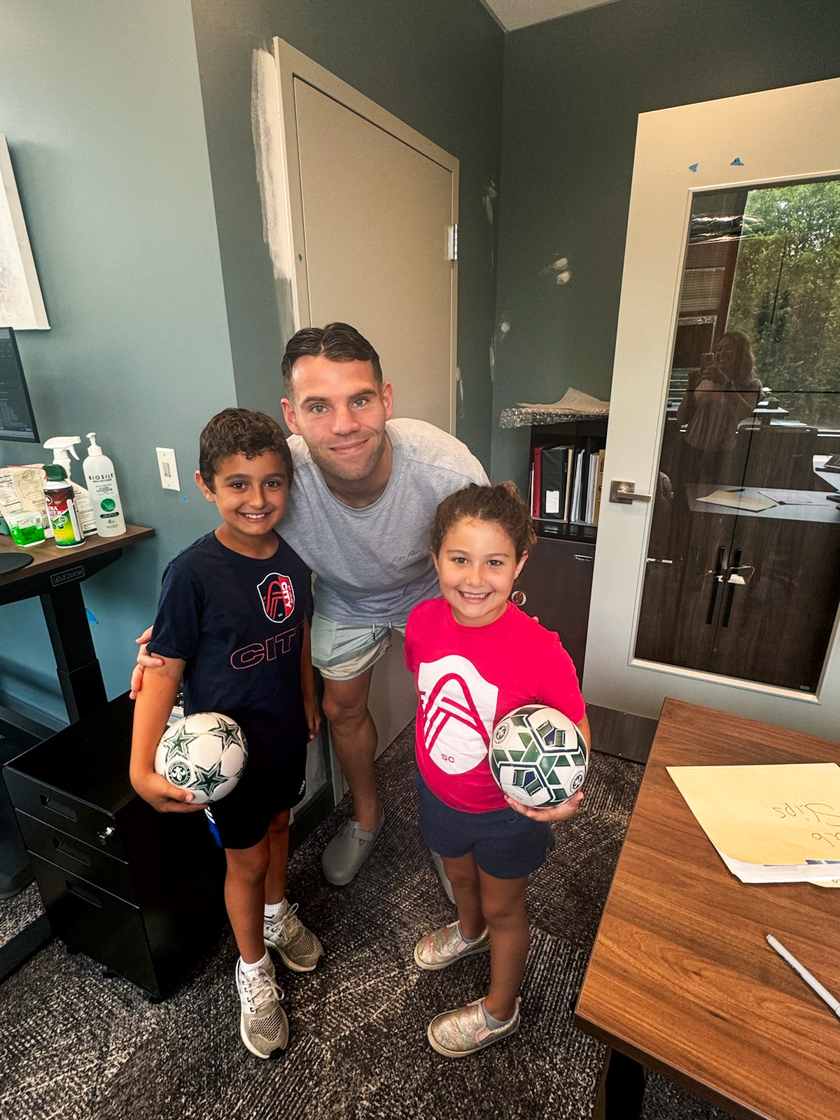 Shaya and Sadira with Eduard Lowen of St. Louis City SC