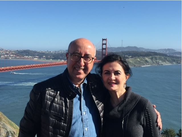 Dr. Farhad Moshiri and his wife, Fariba, at the Golden Gate Bridge in San Francisco, CA